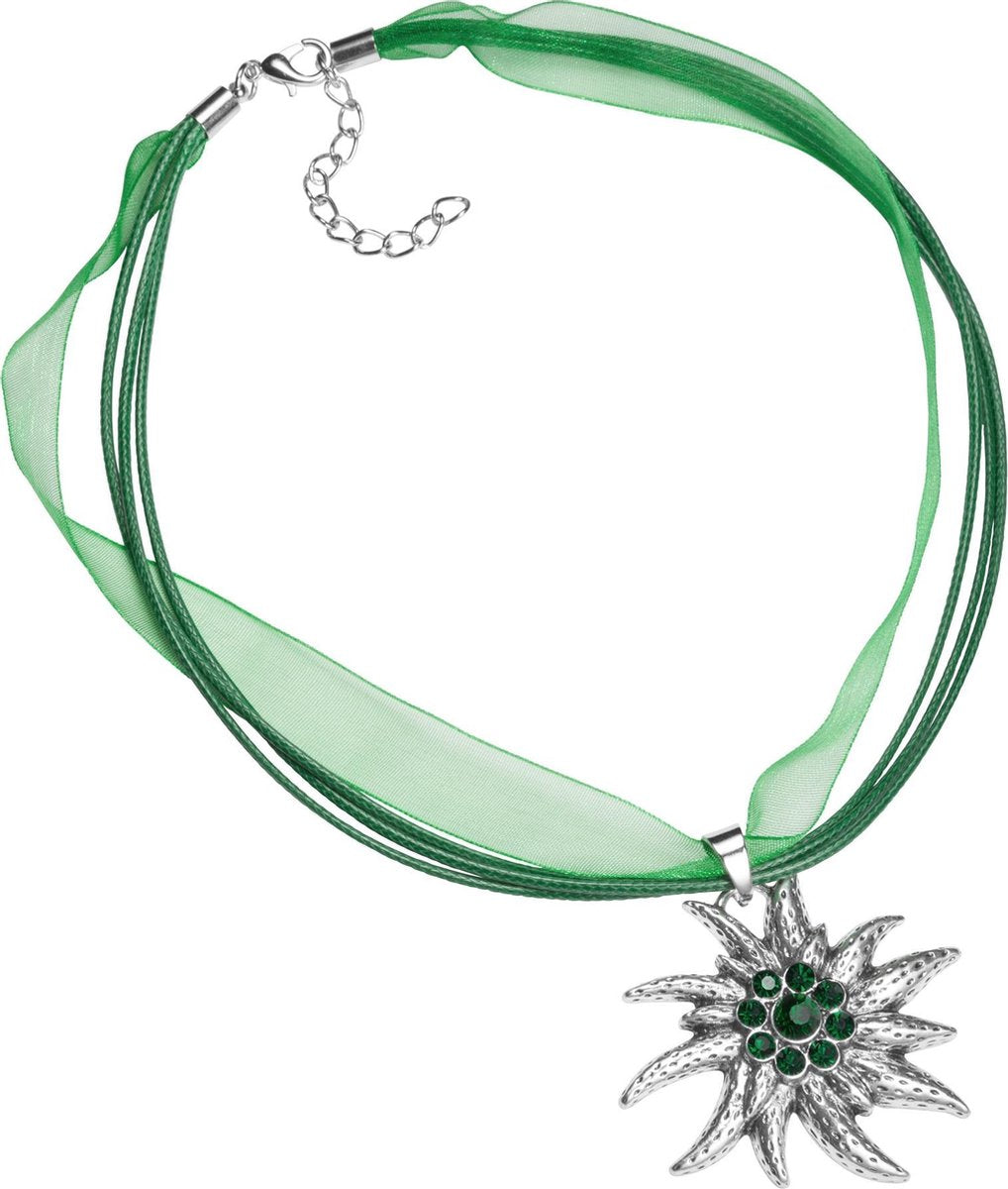 dressforfun - Halsketting Edelweiß groen  - verkleedkleding kostuum halloween verkleden feestkleding carnavalskleding carnaval feestkledij partykleding - 302926