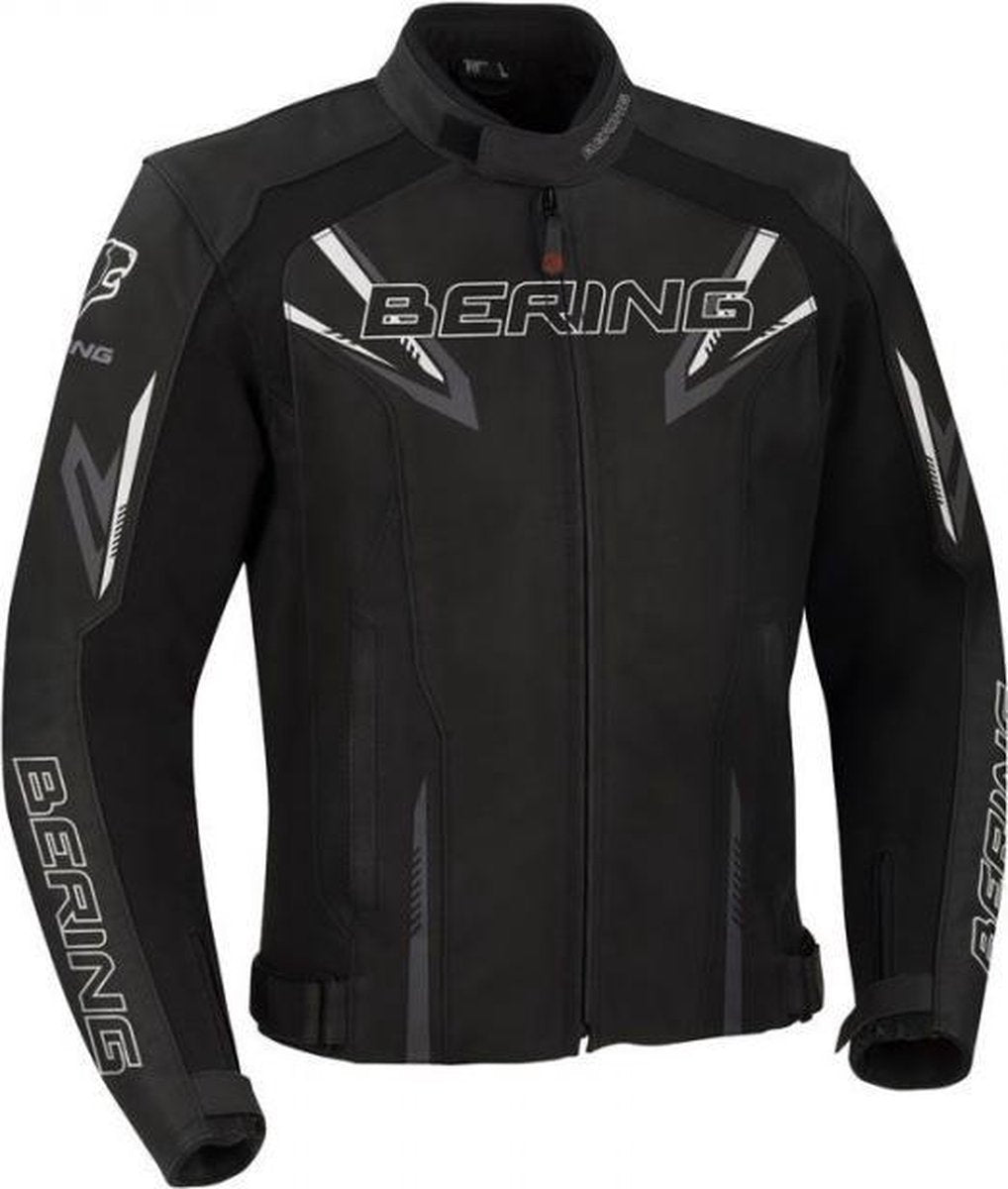 Bering Skope Black Grey Leather Motorcycle Jacket XL