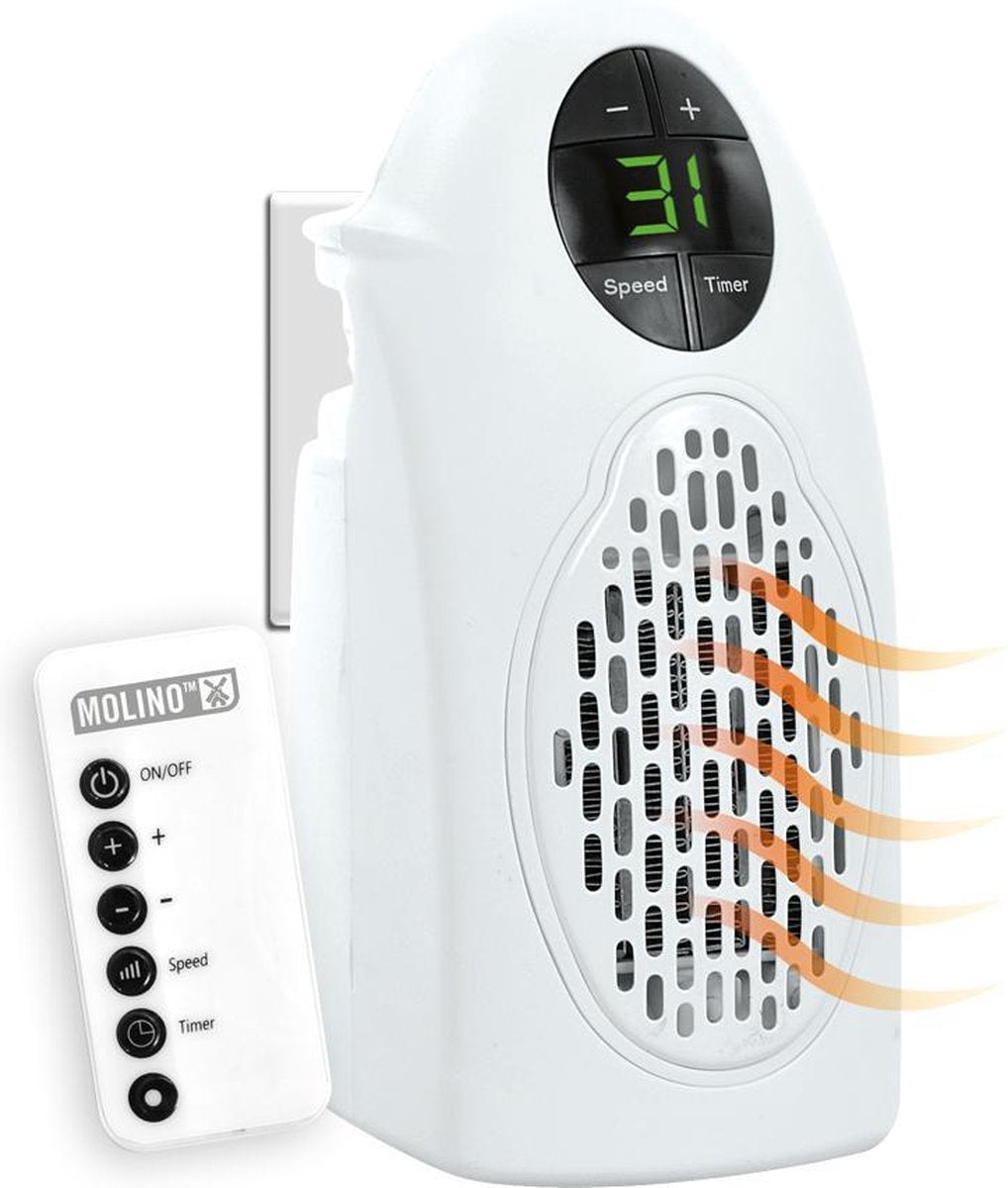 Molino Draaibare Heater Keramische kachel Met afstandsbediening - Straalkachel met timer