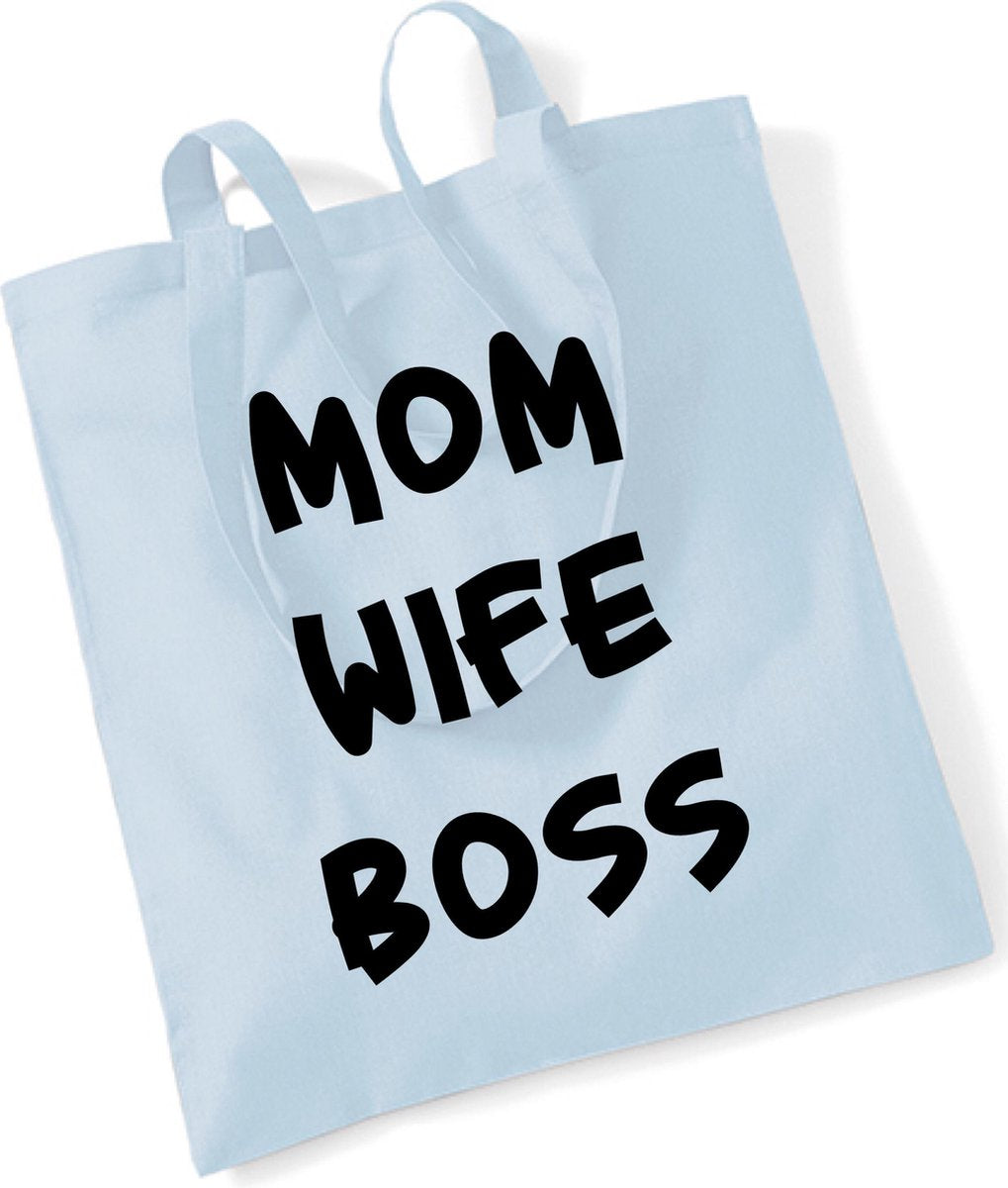 Tas-katoen-mom wife boss-pastel blauw