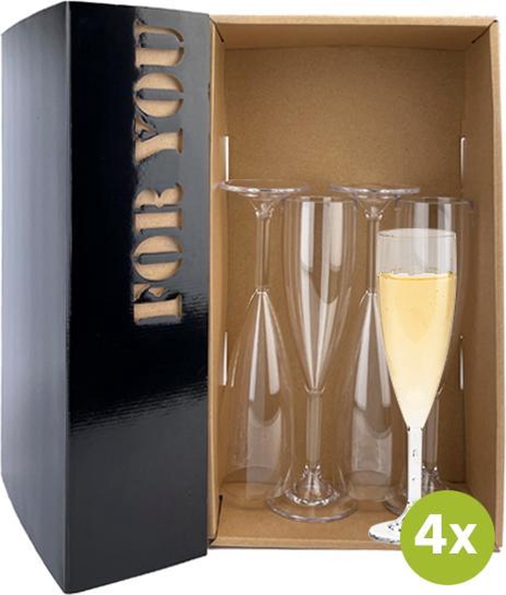4x Champagneglas Givet 19cl cadeauset | Onbreekbare kunststof / plastic drinkglazen