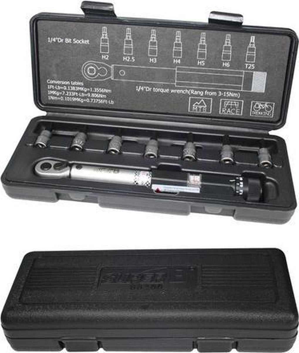 Super b momentsleutel 1/4 3-15nm 195mm tb-tw20 0903050