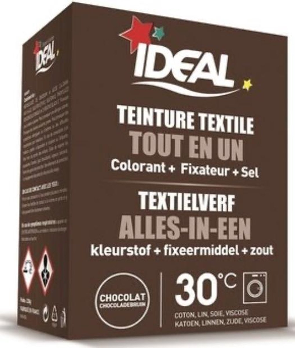 Ideal textielverf bruin - 350 gram - Wasmachine - Alles in 1 - 30ºC  - Handwas - Tie Dye - Eenvoudig en milieuvriendelijk in gebruik
