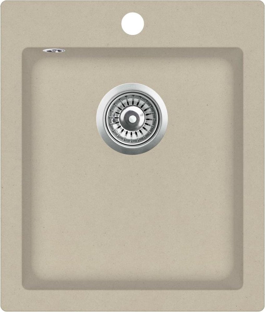vidaXL Gootsteen enkele bak graniet beige