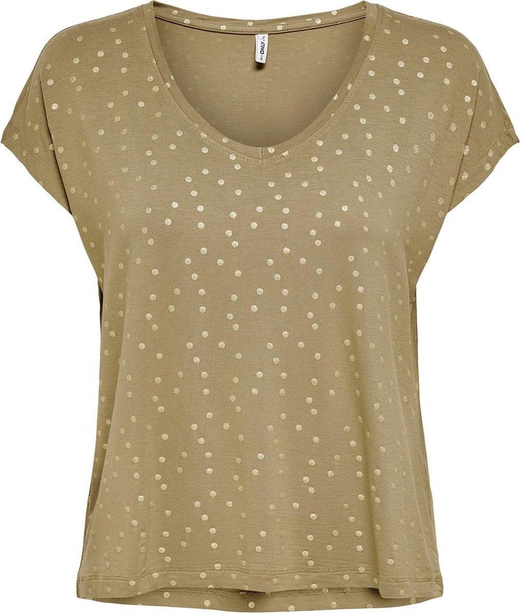 Onlmanya S/s Glitter V-neck Top Jrs 15232854 Elmwood/gold Foil