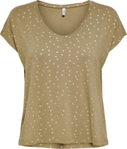Onlmanya S/s Glitter V-neck Top Jrs 15232854 Elmwood/gold Foil