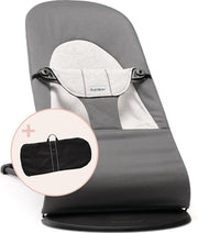 BABYBJÖRN Wipstoel Balance Soft - Donkergrijs Grijs-Cotton Jersey incl Transporttas Zwart