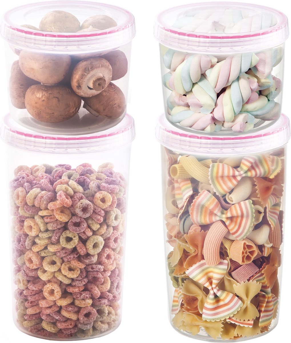 Lock&Lock Twist Vershoudbakjes | Voorraadbussen | Bewaardozen voedsel – Set van 4 stuks – 940 ml + 1