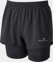 Ronhill Tech Marathon Twin Short Hardloopshort Dames Zwart
