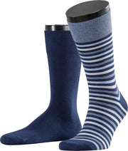 Esprit Multistripe 2-PACK Sokken Heren   17863 - Blauw 6120 marine Heren - 43-46