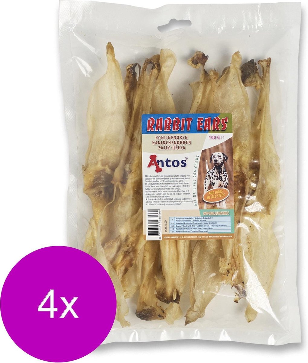 Antos Konijnenoren - Hondensnacks - 4 x Konijn 100 g