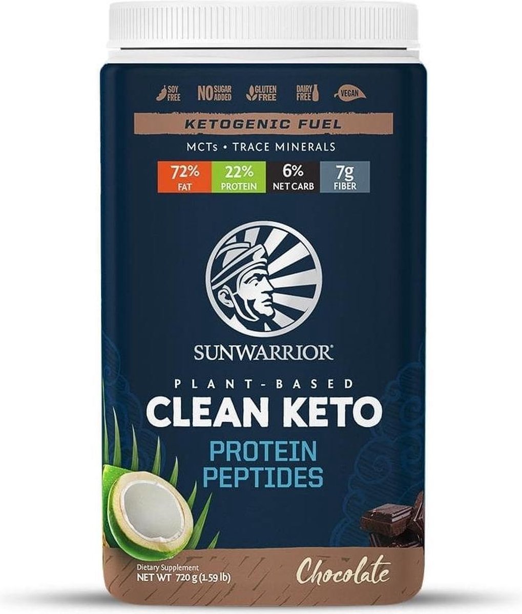 SUNWARRIOR CLEAN KETO PROTEINE PEPTIDES CHOCOLADE 720 GRAM