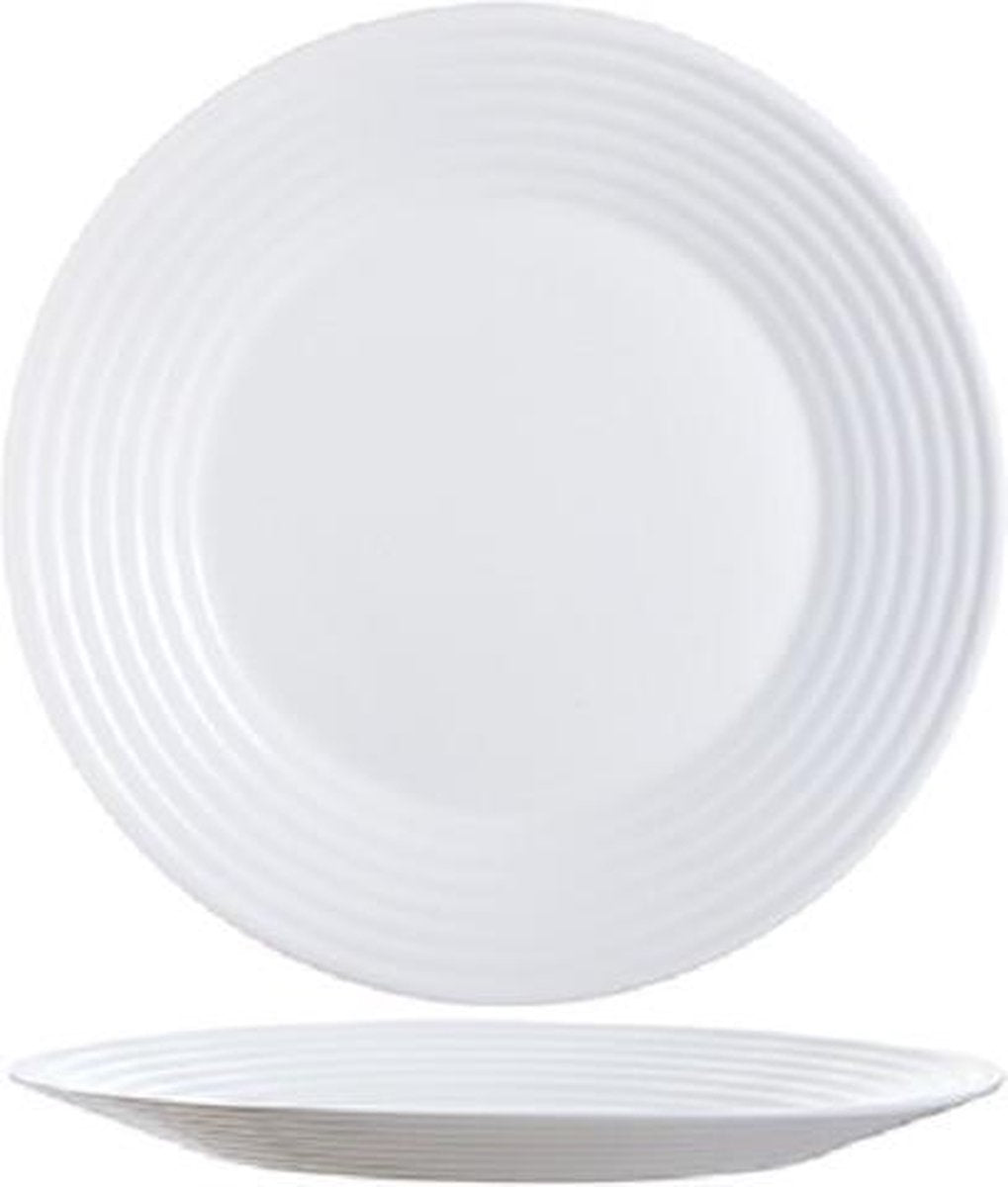 Luminarc Harena Servies - Borden - 25cm - Wit - Glas - (Set van 6) En Yourkitchen E-kookboek - Heerlijke Smulrecepten