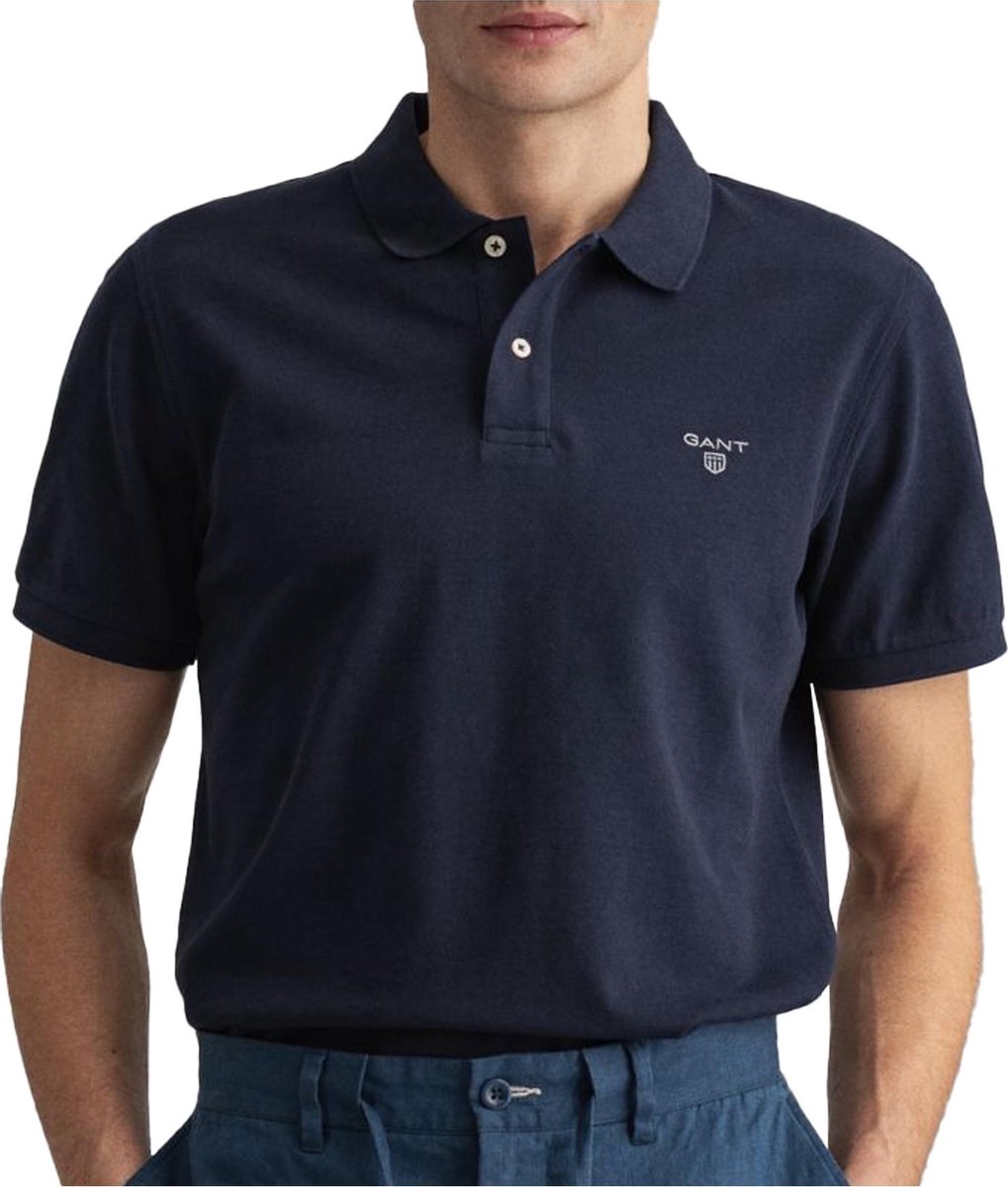 Gant Summer Pique Rugger Poloshirt - Mannen - donkerblauw