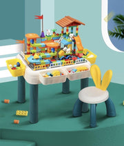 Kinder Blokkentafel | Bouwtafel 4 in 1 | INCL. GRATIS Bouwstenen | Kindertafel met stoeltje | Water Speeltafel | Activiteitentafel Tekentafel | Bouwtafel compatibel met LEGO (DUPLO)