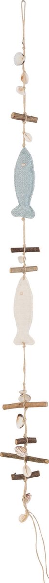 J-Line Slinger Visjes/Hout Naturel/Licht Blauw