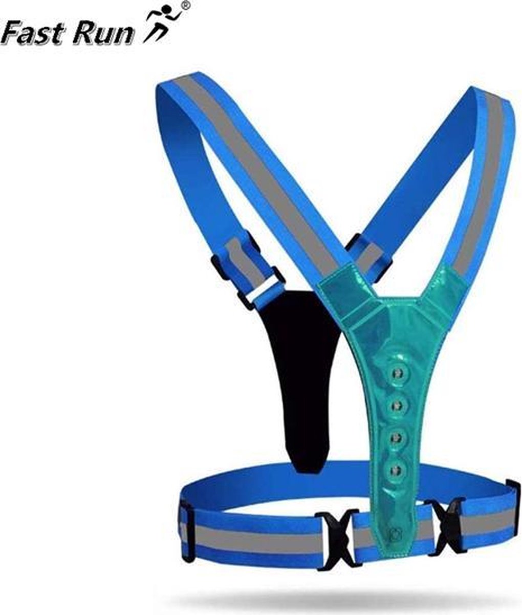 FastRun Hardloophesje met Verlichting Blauw || LED verlichting || Hardloopvest || Hardloop verlichting || Hardloopshirt