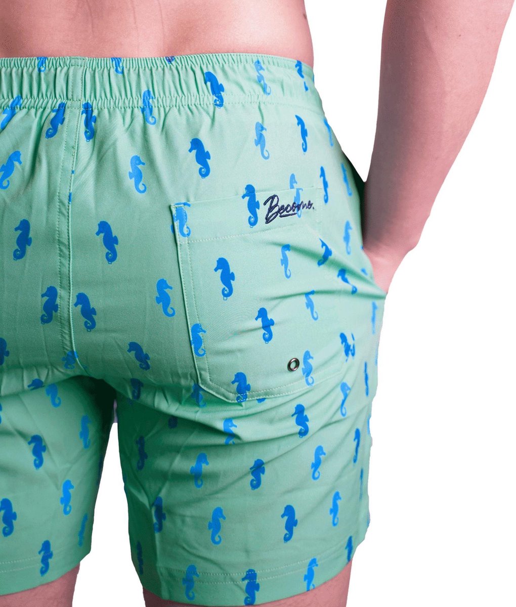 Become - Zwemshort groen met zeepaardjes XL