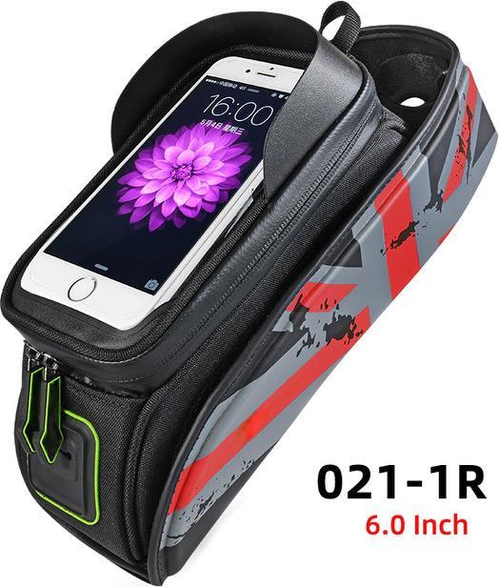 Baymate Hieronder 6.5 "Telefoon Fietstassen Waterdichte 1.7L Bovenbuis Stuurtas Grote Capaciteit Touchscreen Fiets Telefoon Tas Red