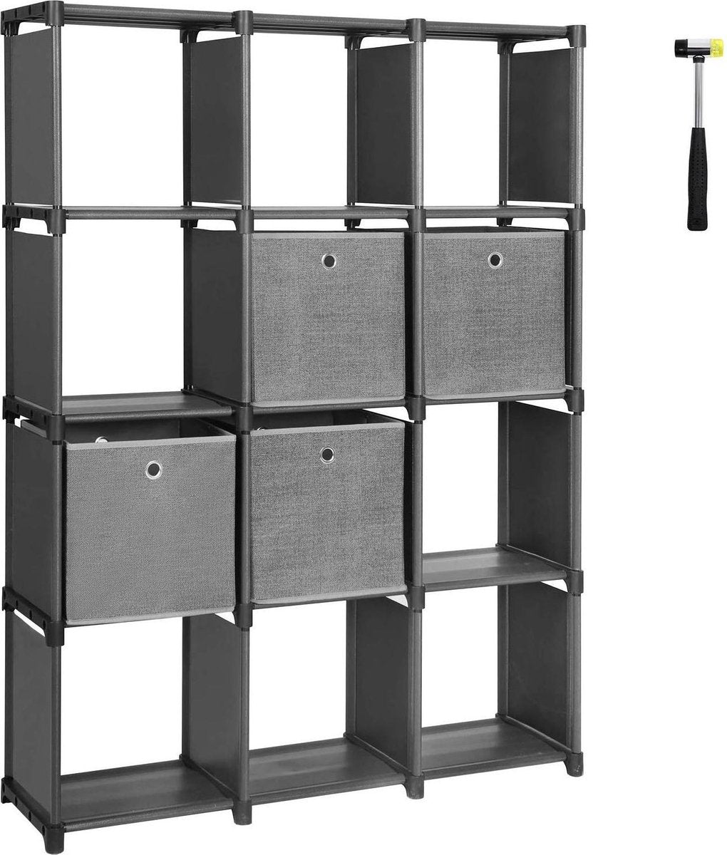 ongmics Multifunctionele Kast - Boekenkast - Schoenenrek - Met 4 Opbergdozen - 12 Kubussen