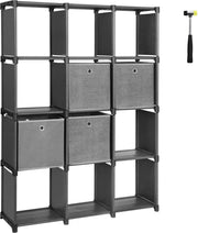ongmics Multifunctionele Kast - Boekenkast - Schoenenrek - Met 4 Opbergdozen - 12 Kubussen