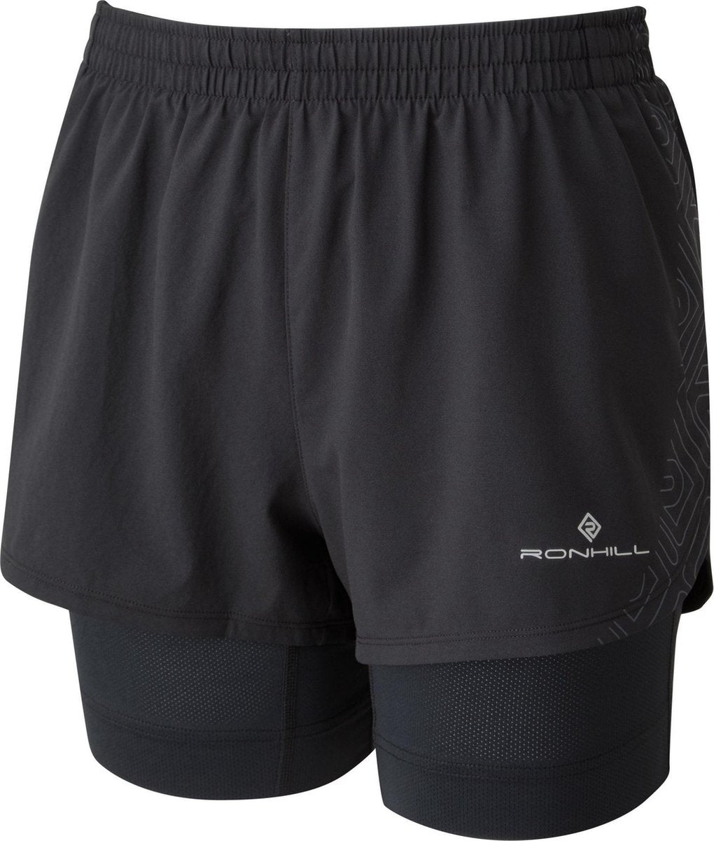 Ronhill Infinity Marathon Twin Short Hardloopshort Dames Zwart