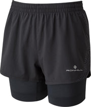 Ronhill Infinity Marathon Twin Short Hardloopshort Dames Zwart