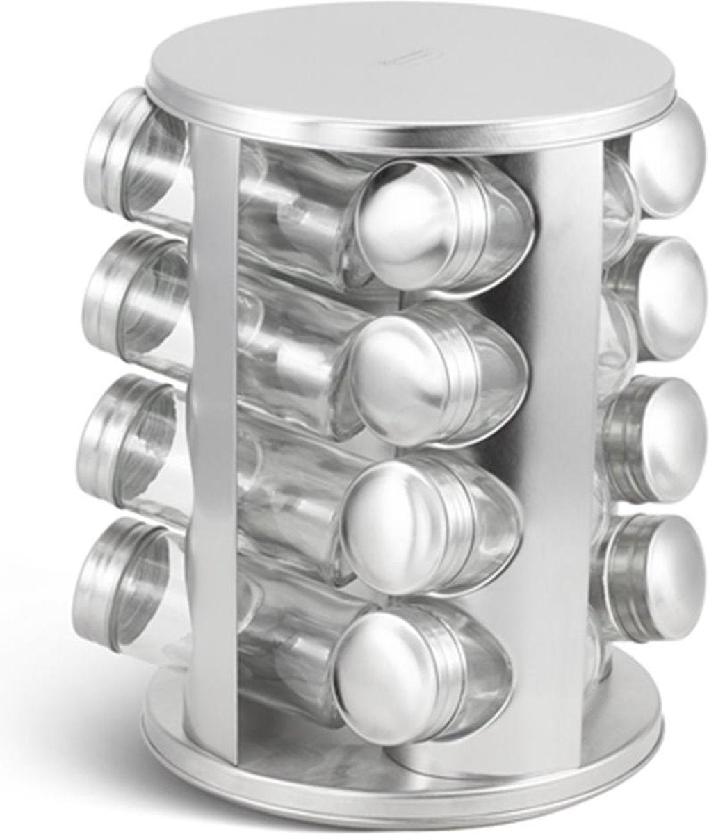 Edënbërg Classic Line -  Kruidenpotjes met Houder RVS - 16 potjes + rek