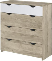 Ladekast met 4 lades - Eiken en wit decor - L 83