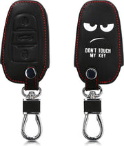 kwmobile imitatieleer hoes voor Peugeot Citroen 3 toetsen Smartkey autosleutel (alleen Keyless Go) autosleutels - imitatieleren bekleding auto sleutelhoes Don't touch my Key design wit / zwart