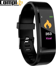 Compl8 - Stappenteller - Stappenteller horloge dames - heren - Sport horloge - Hartslagmeter - Bloeddrukmeter - Afstandmeter- Online Nederlandse handleiding - IOS & Android- Zwart