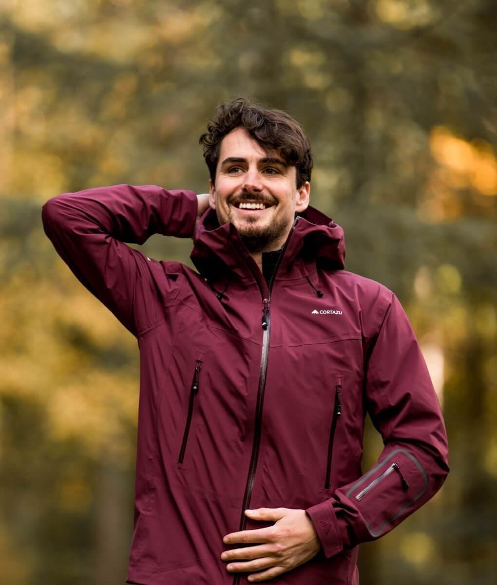 Cortazu Hard Shell Jas  (all season) Rood | Heren warme outdoor jas waterdicht & winddicht met capuchon