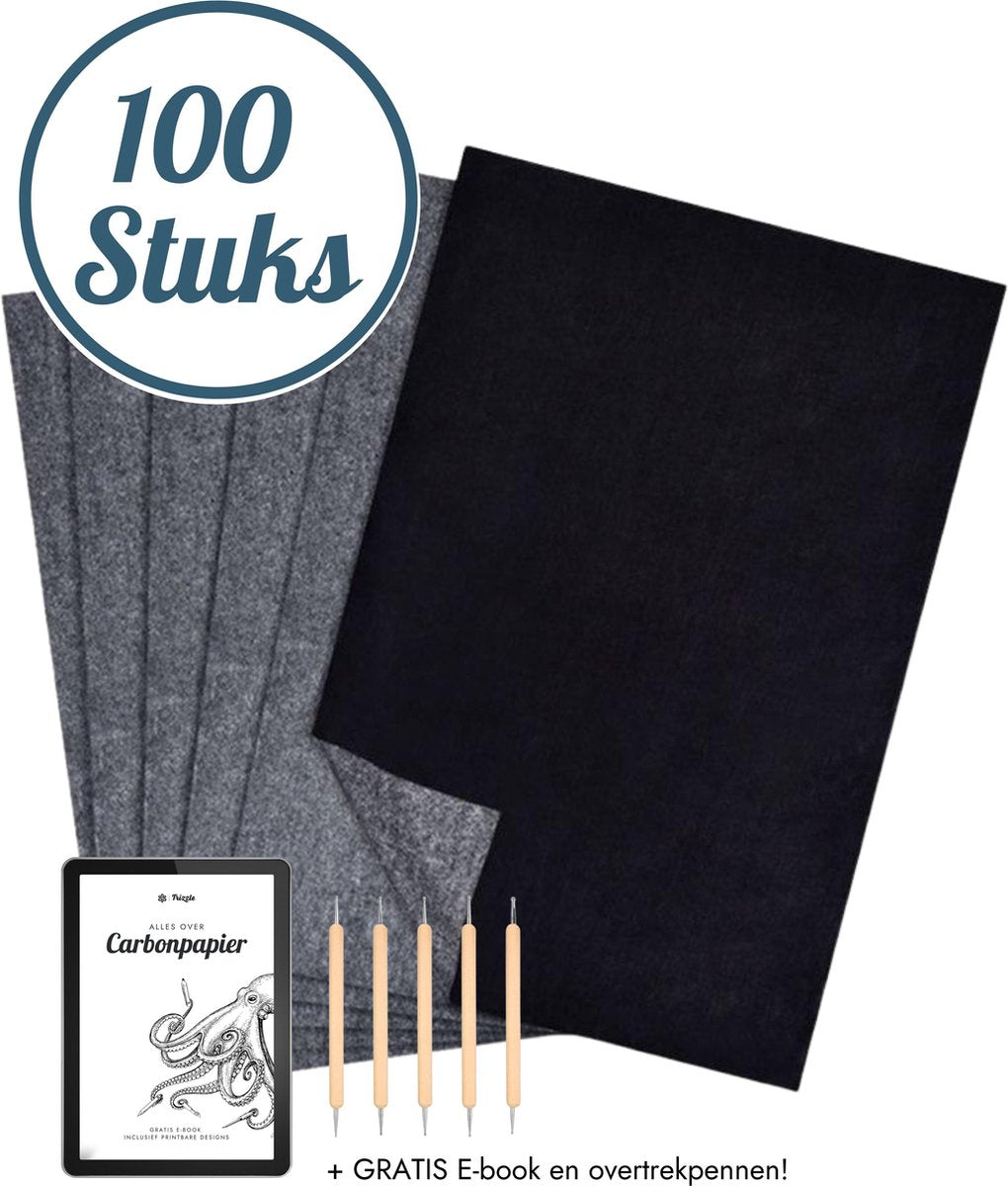 Trizzle  Carbonpapier 100 stuks Zwart A4 – Overtrekpapier - Hobby - Tekenen - Kunst