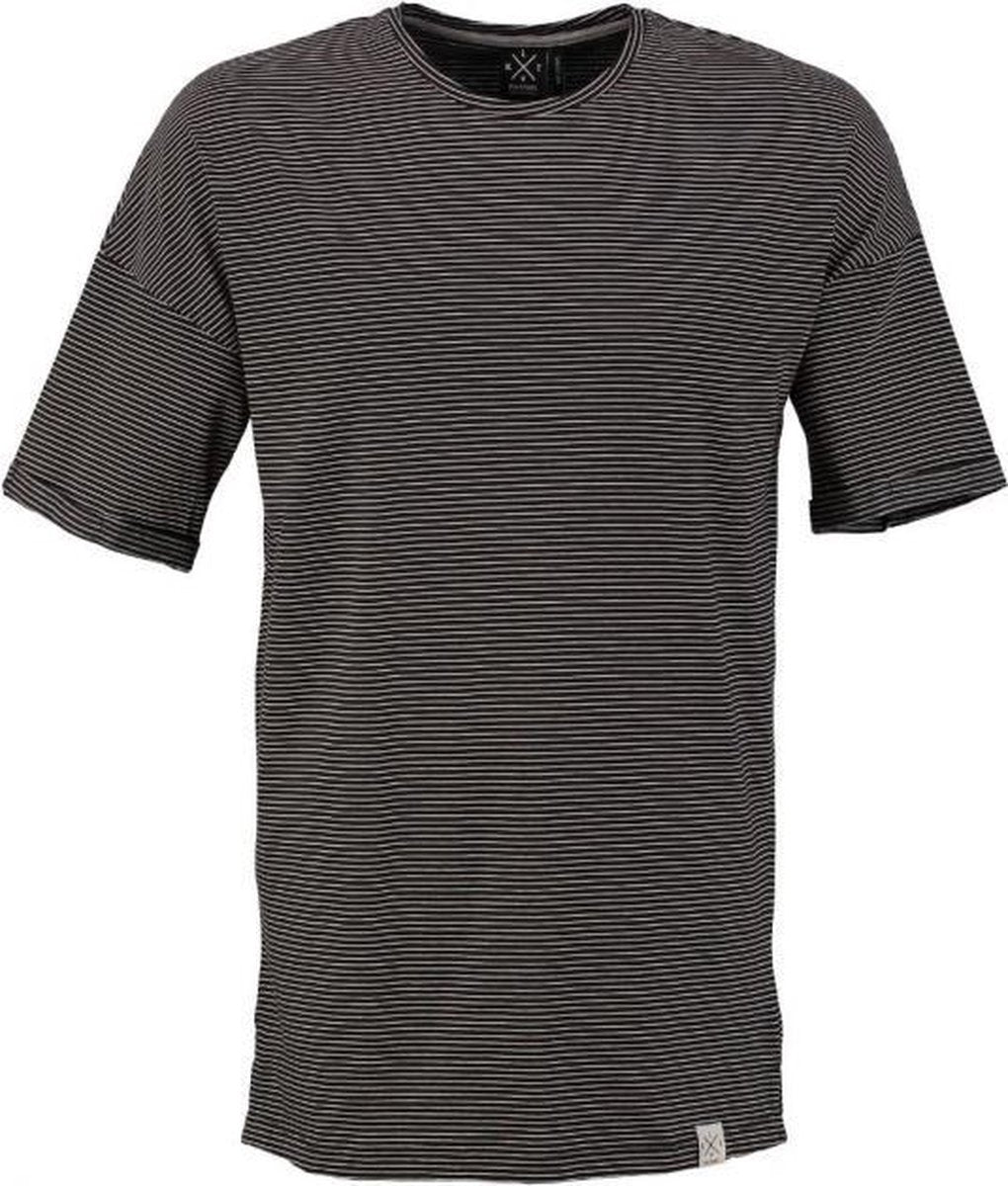 Kultivate long fit zwart gestreept t-shirt - Maat S