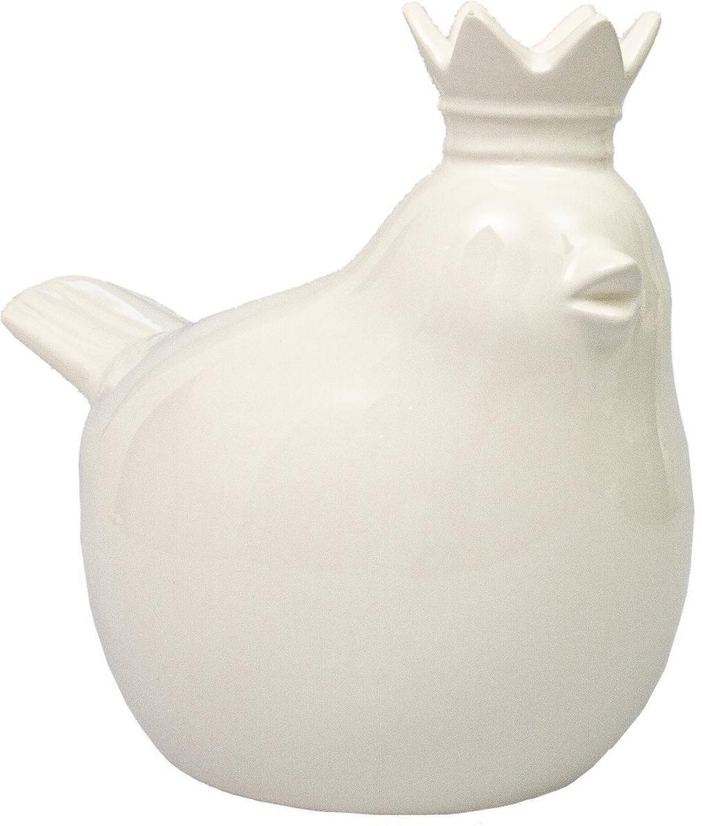Spaarpot - Porselein - Vogel - Kroon - Wit - 21 x 15 x 10