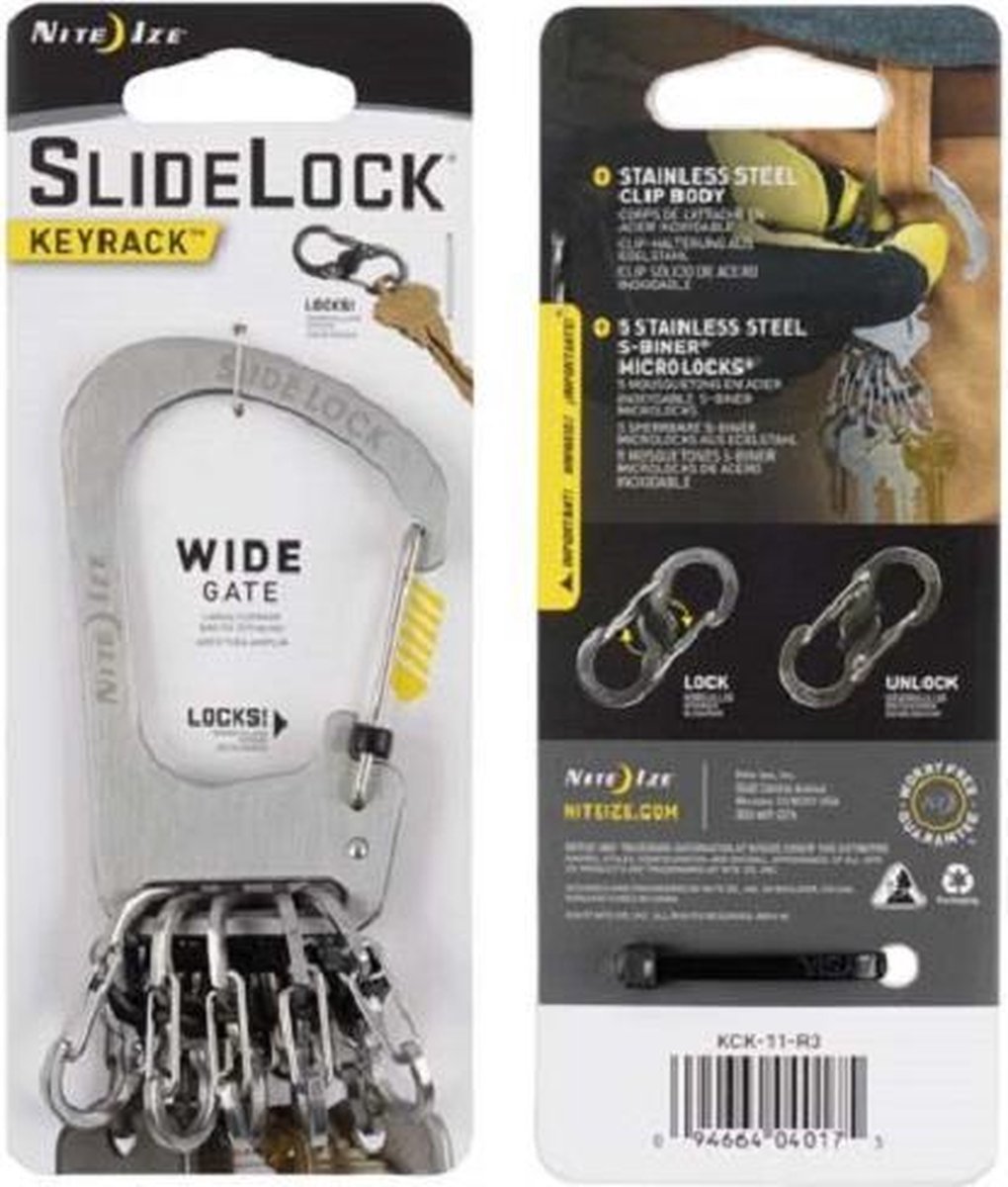 NITE IZE SlideLock KEYRACK Stainless Steel  - S-BINER MICROLOCKS