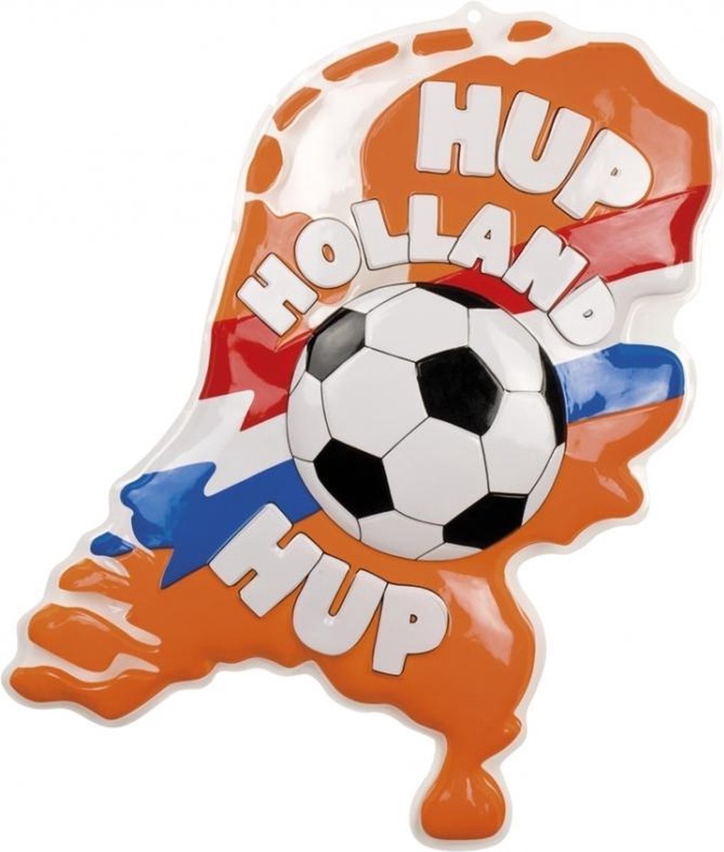 2x Oranje wanddecoratie bord/ deurbord Hup Holland Hup 70 x 80 cm - Oranje feest/ Ek/ Wk versiering artikelen