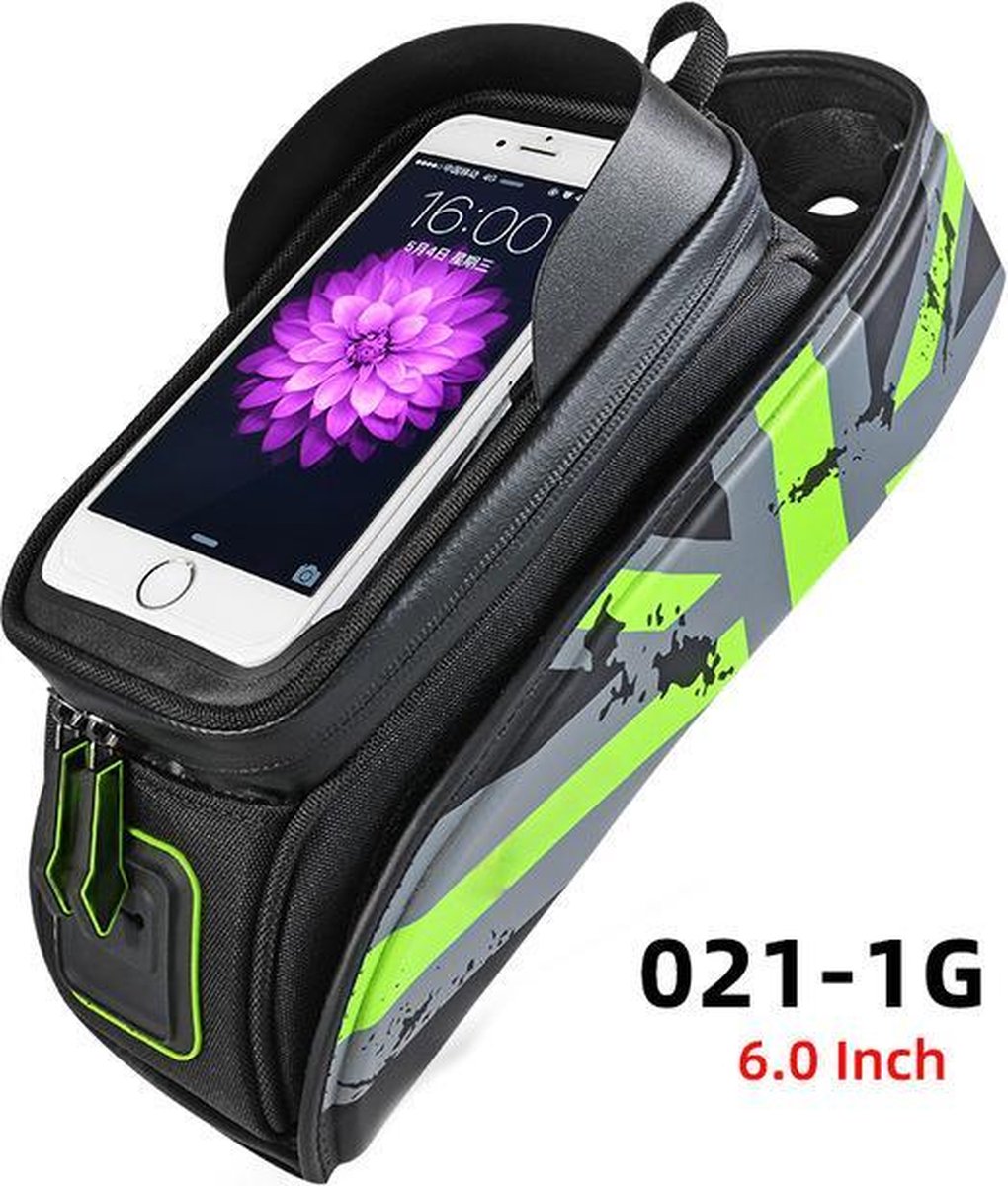 Baymate Hieronder 6.5 "Telefoon Fietstassen Waterdichte 1.7L Bovenbuis Stuurtas Grote Capaciteit Touchscreen Fiets Telefoon Tas Green