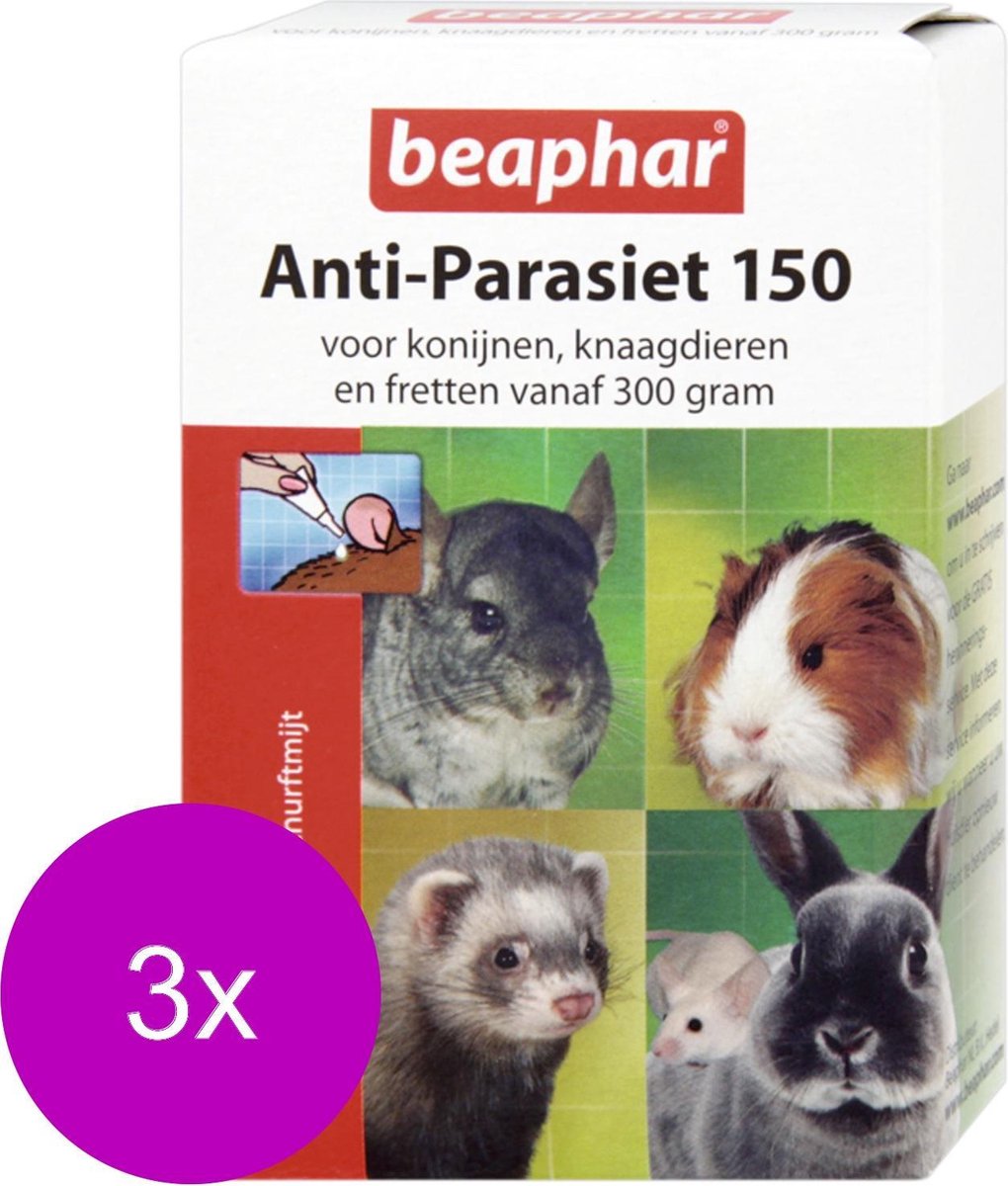 Beaphar Anti-Parasiet 150 Knaag - Parasieten - 3 x 4 pip Van 300 G