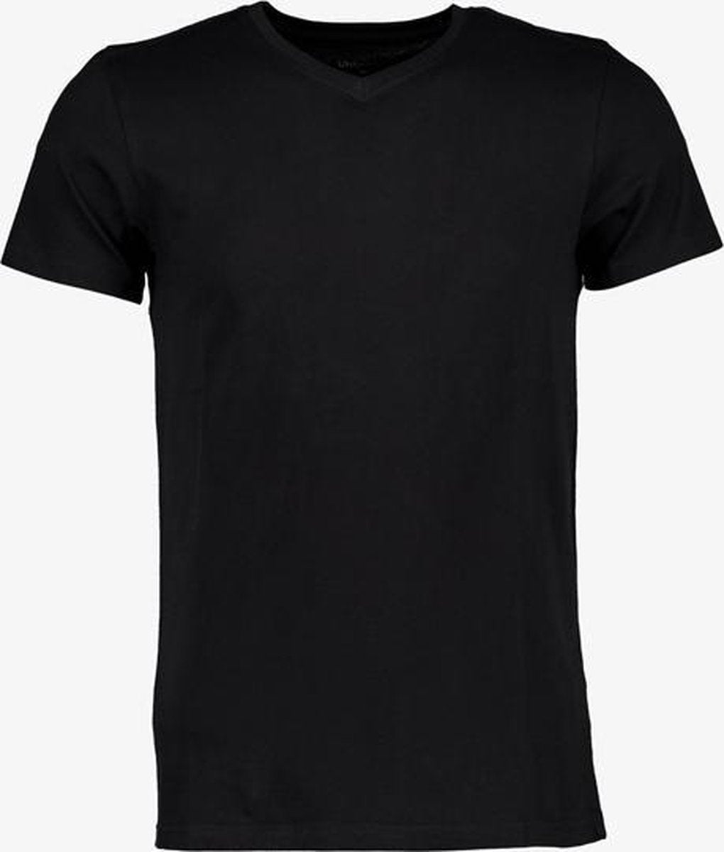 Unsigned heren T-shirt V-hals organic katoen - Zwart - Maat XL