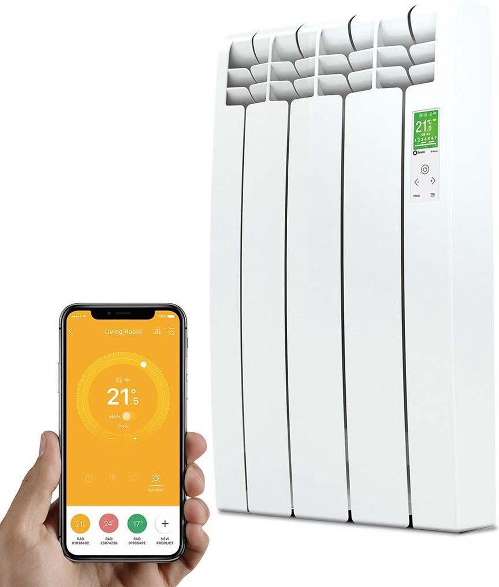 Elektrische Radiator Wifi Oyster White (RAL) - Smartcontrol via app - Energiebesparende functies - Laag verbruik - Realtime consumptie - 5 elementen - 550 W - Zuinigste Radiator