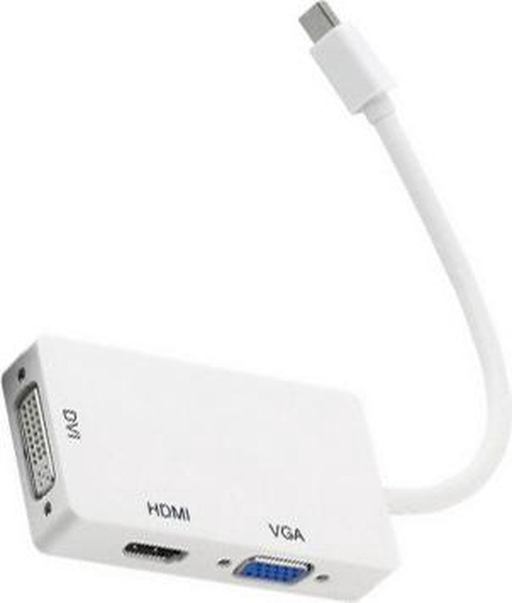 XIB Mini Displayport naar DVI VGA en HDMI / 3-in-1 adapter / Mini DP to DVI + VGA + HDMI - Wit