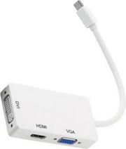 XIB Mini Displayport naar DVI VGA en HDMI / 3-in-1 adapter / Mini DP to DVI + VGA + HDMI - Wit