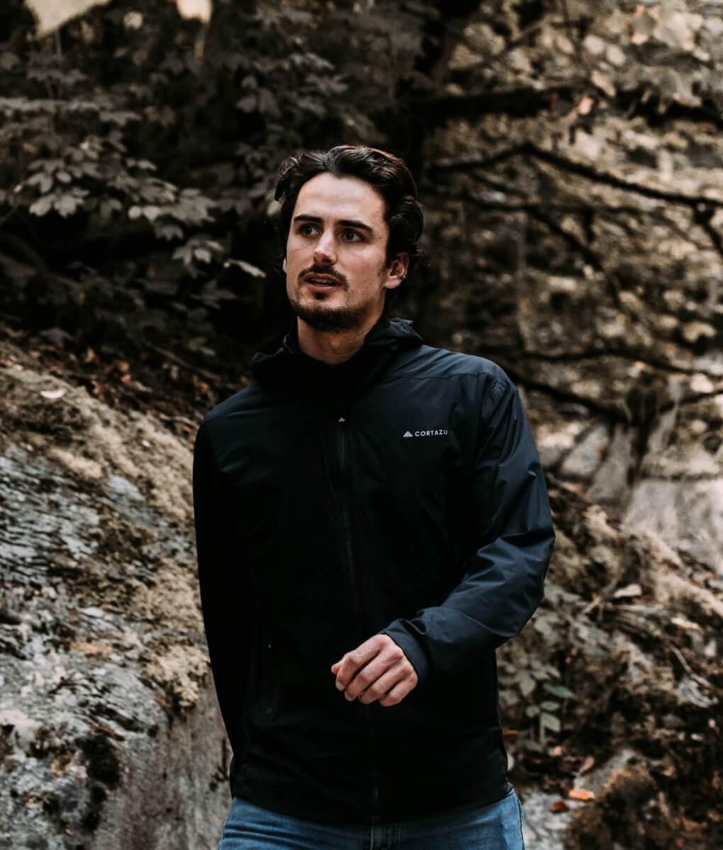 Cortazu Mid-layer Jas (all season) Zwart | Heren warme outdoor jas waterdicht & winddicht met capuchon