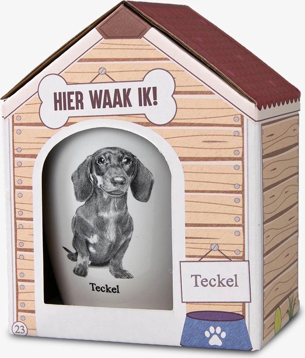 Mok - Hond - Cadeau - Teckel - In cadeauverpakking met gekleurd lint