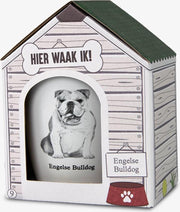 Mok - Hond - Cadeau - Engelse Bulldog - Gevuld met een verpakte toffeemix - In cadeauverpakking met gekleurd lint