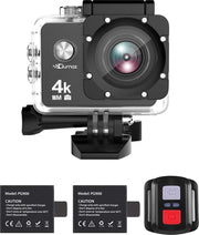 Qumax 4K Action Camera met Accessoires - Actioncam - WiFi - Waterdichte Case - Afstandsbediening - Complete Set