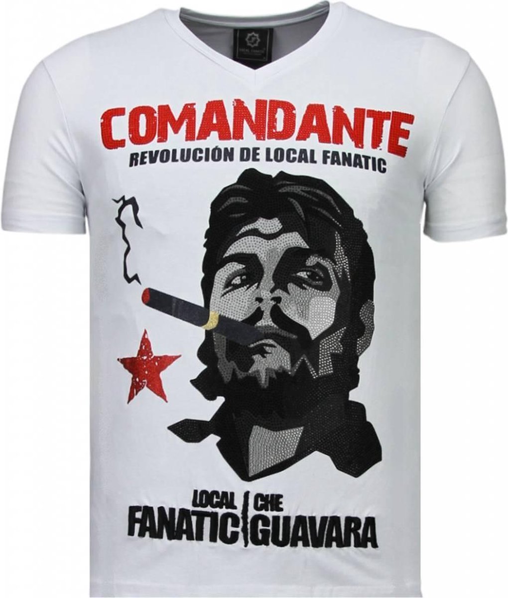 Local Fanatic Che Guevara Comandante - Rhinestone T-shirt - Wit - Maten: M