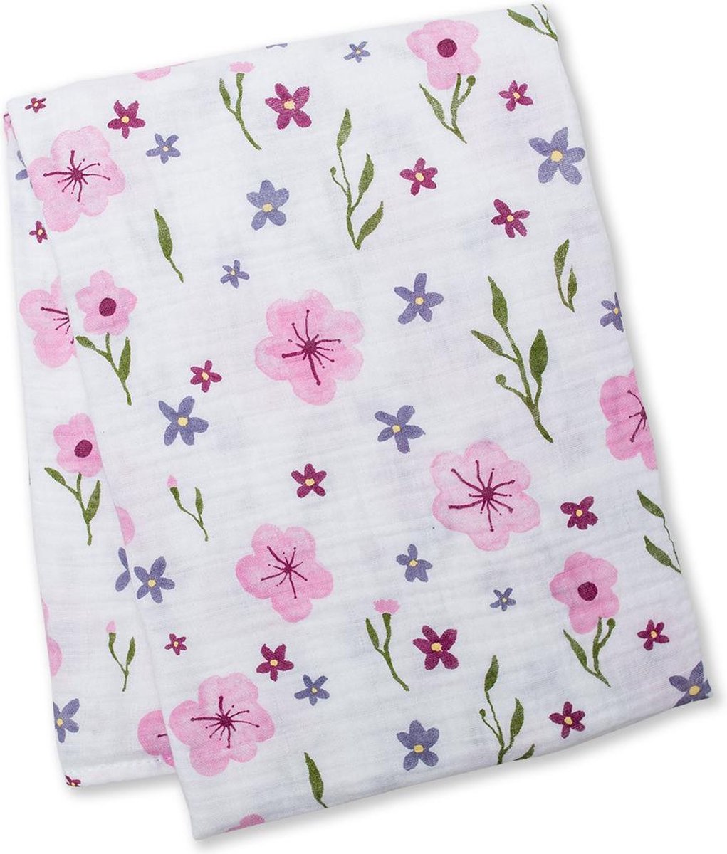Lulujo swaddle 100% katoen 120x120 cm - Lovely Floral