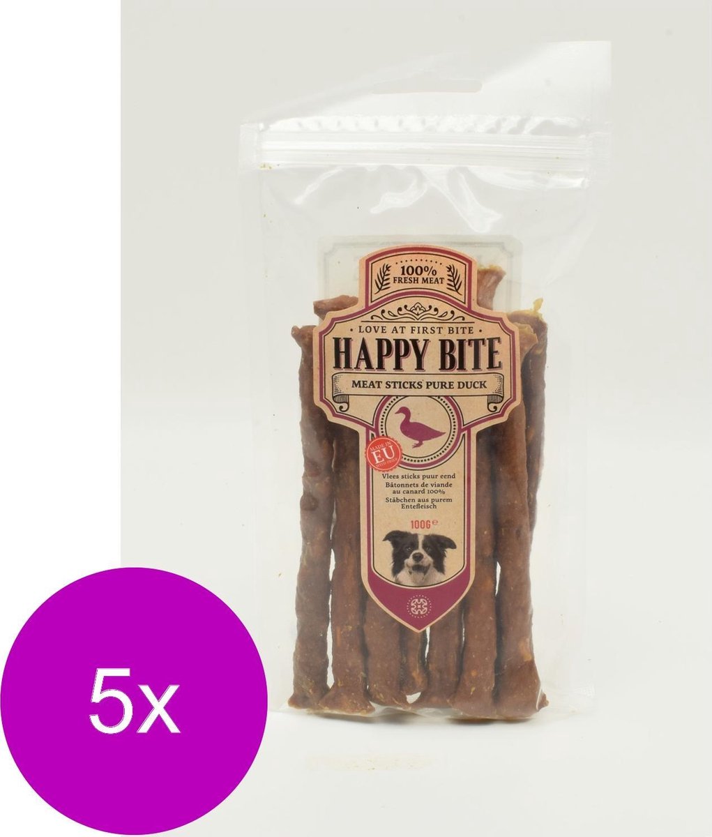 Happy Bite Sticks - Hondensnacks - 5 x Eend 100 g